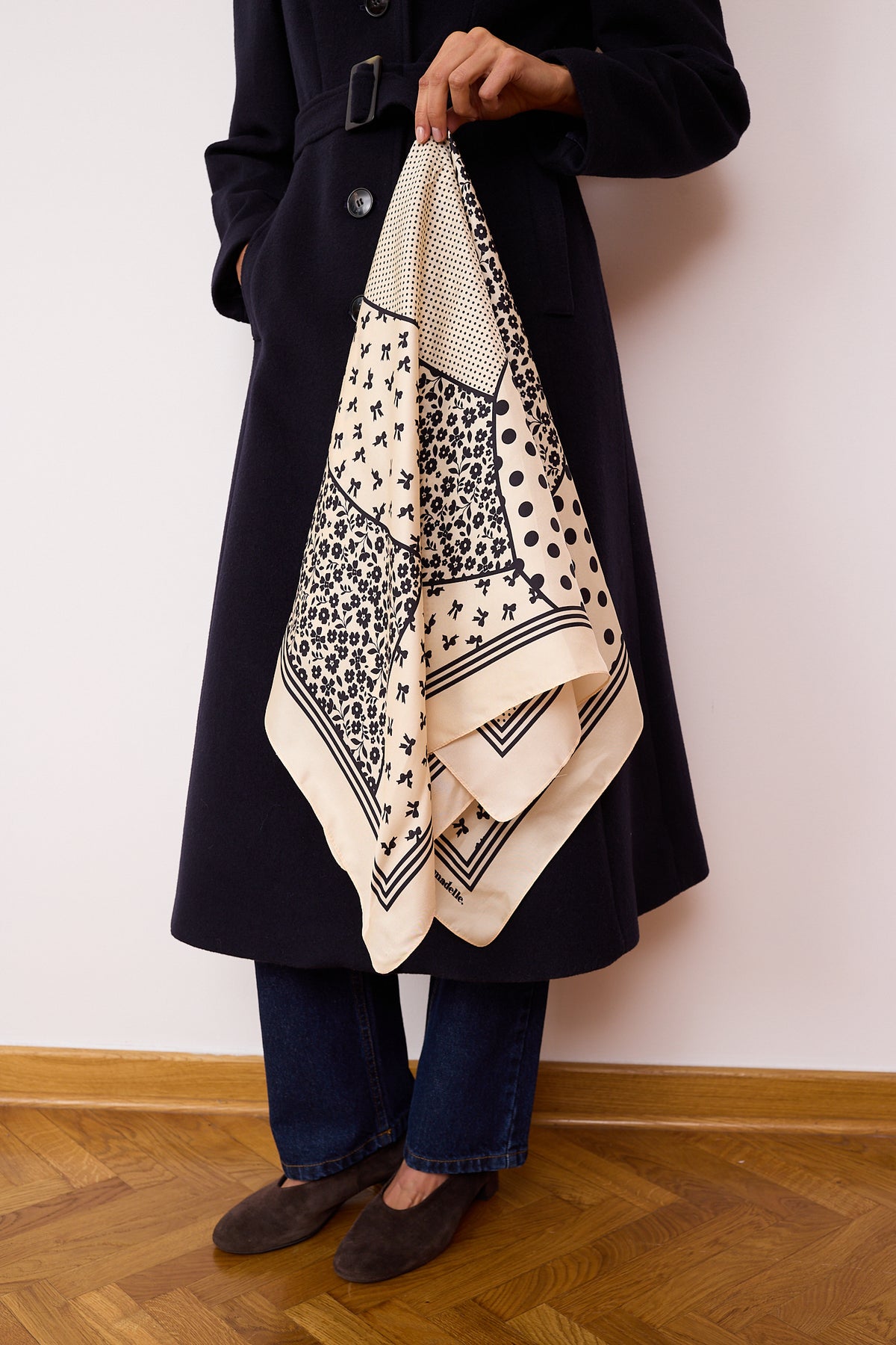 Foulard en soie Patchwork écru