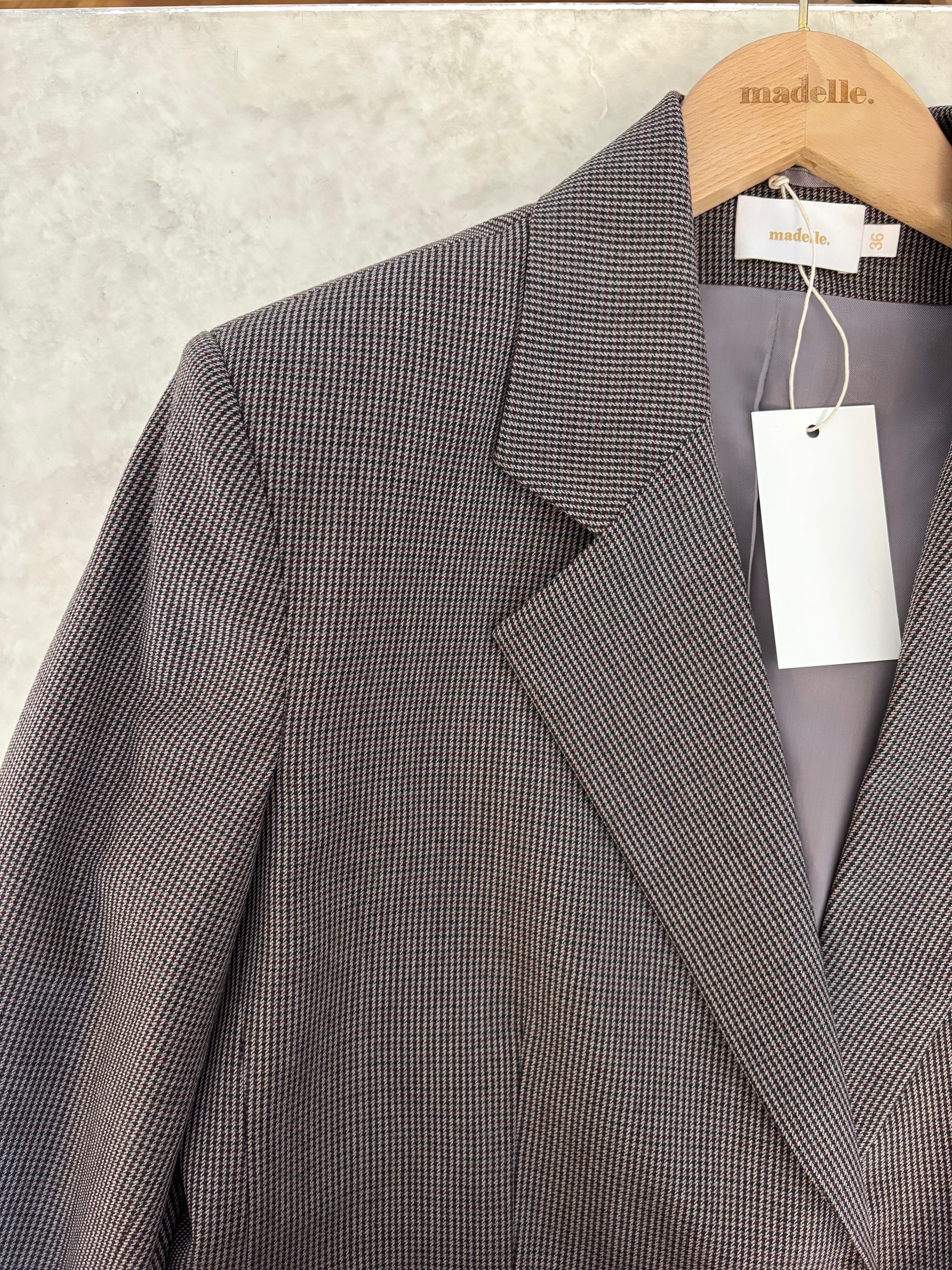 Marynarka z wełny w brązową krateczkę