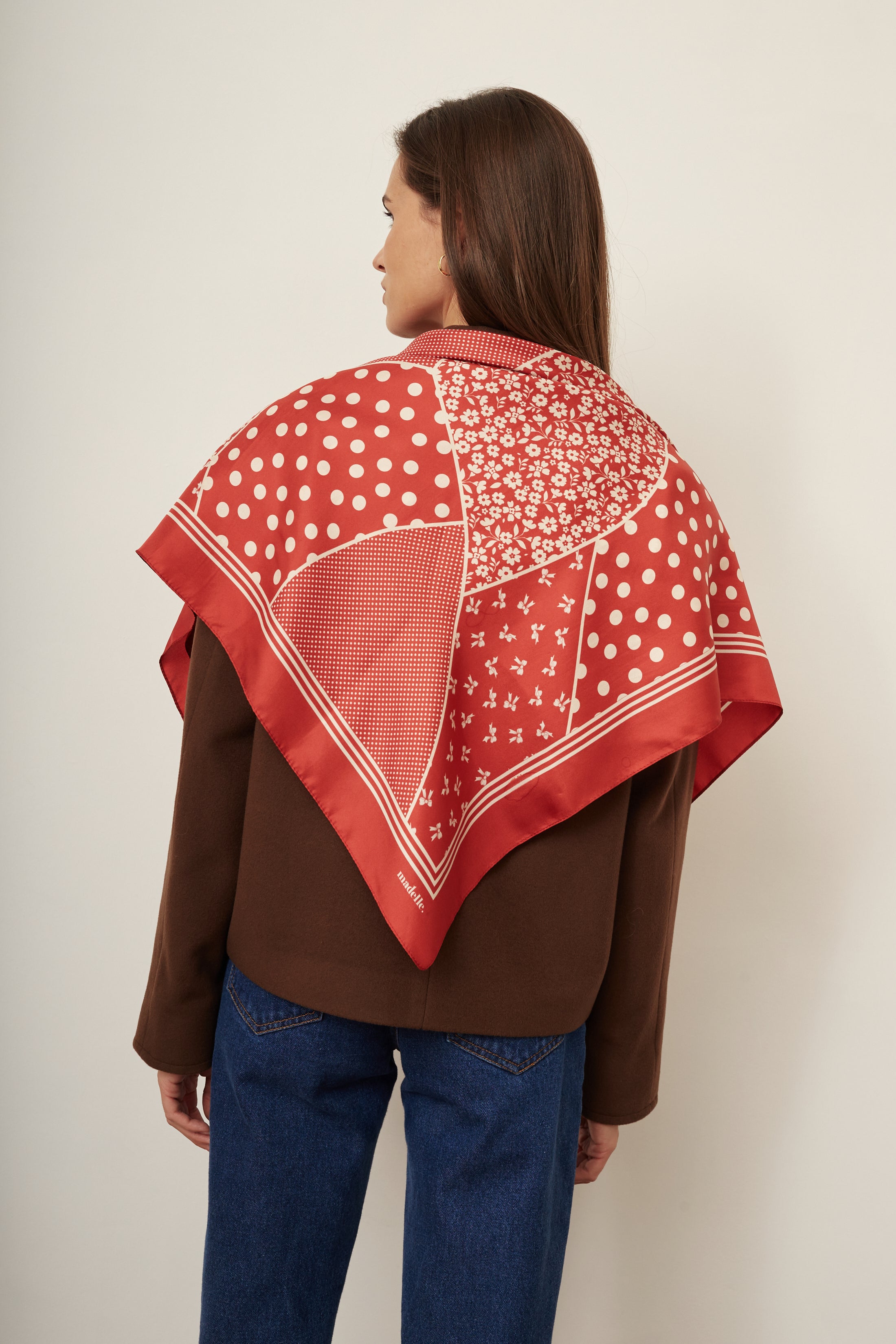 Jedwabna chusta Patchwork czerwona